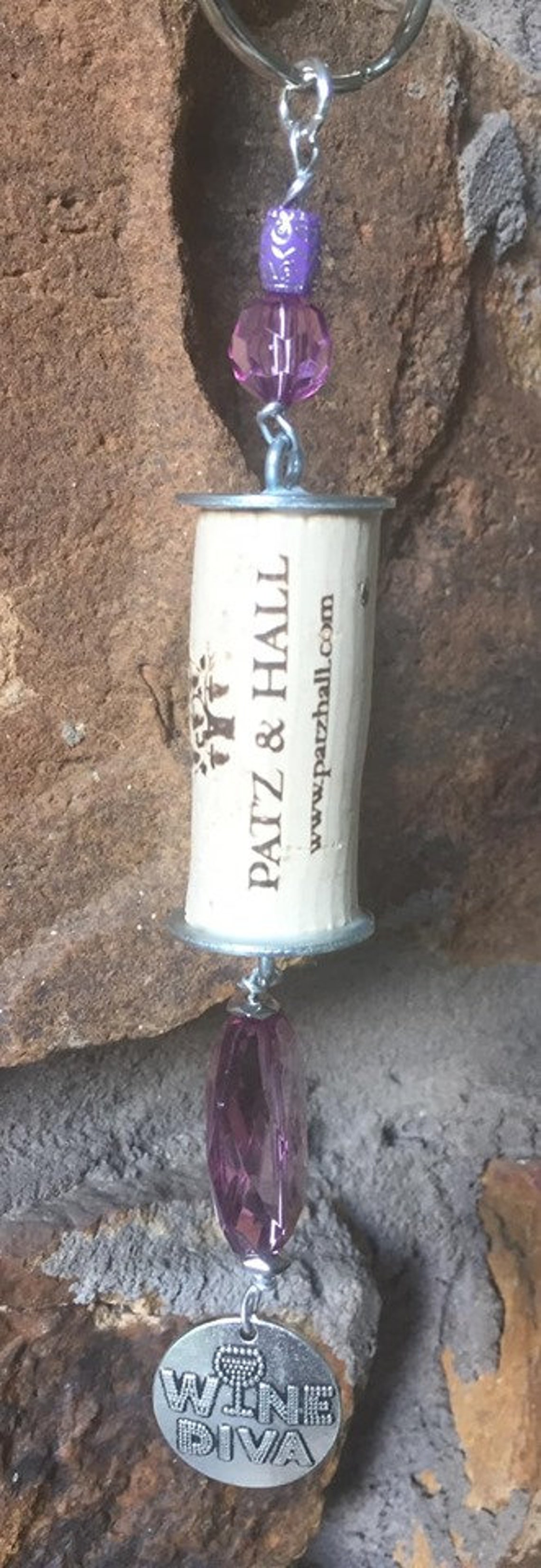 Wine Cork Keychain, Wine Diva - Etsy