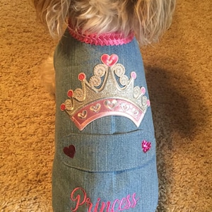 Denim Lined Princess Dog Jacket Size Small