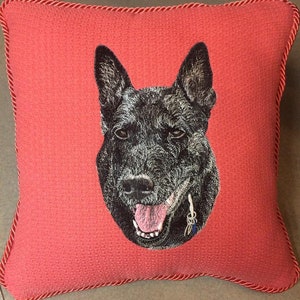 Made to Order, Custom Embroidered Pet Portrait Pillow Bild 6