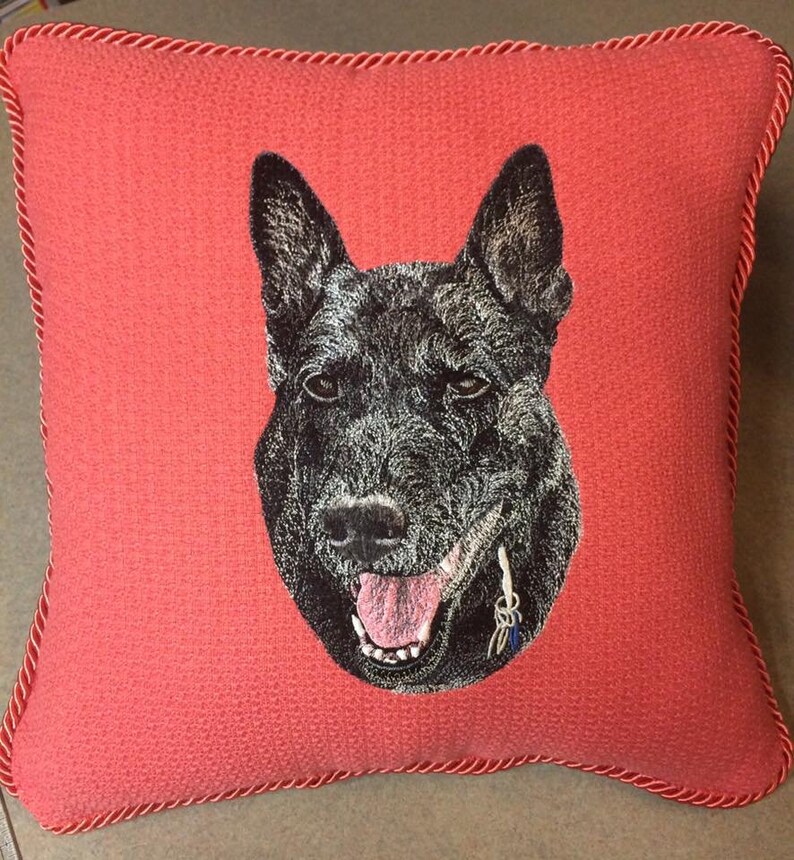 Made to Order, Custom Embroidered Pet Portrait Pillow Bild 6