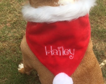 Dec 5th is deadline for Christmas Order. Personalized Santa Hat Bandana for dogs/cats MADE TO ORDER