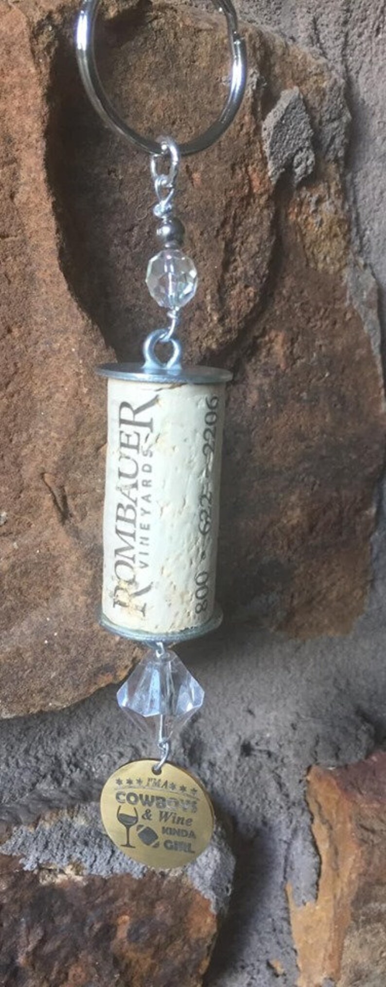 Cowboys and Wine Kinda Girl Wine Cork keychain