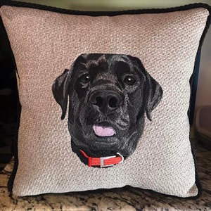 Made to Order, Custom Embroidered Pet Portrait Pillow Bild 8