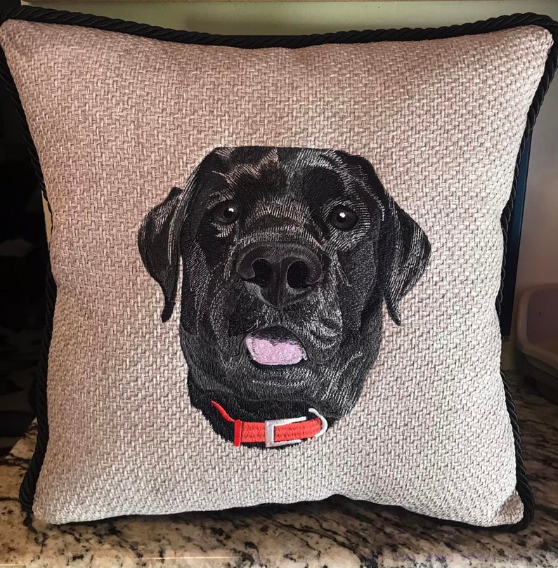 Made to Order, Custom Embroidered Pet Portrait Pillow Bild 8