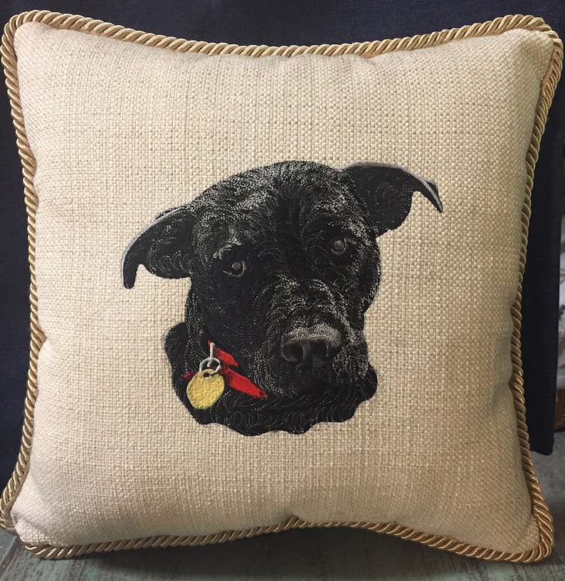 Made to Order Custom Embroidered Pet Portrait Pillows Etsy