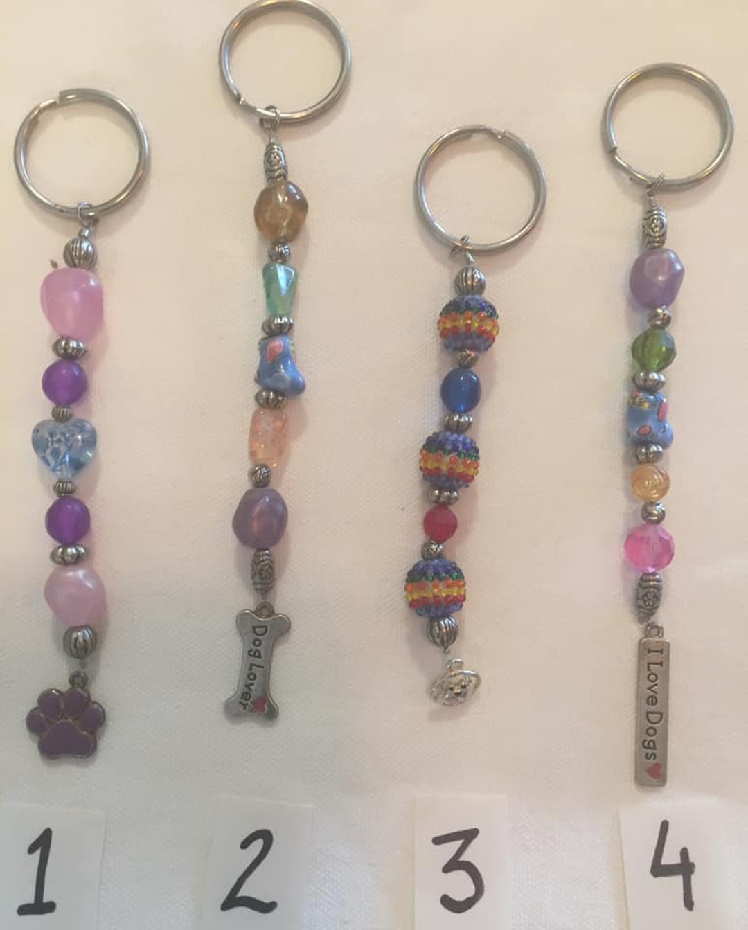 Beaded Dog Keychain Etsy