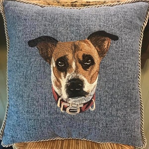 Made to Order, Custom Embroidered Pet Portrait Pillow Bild 9