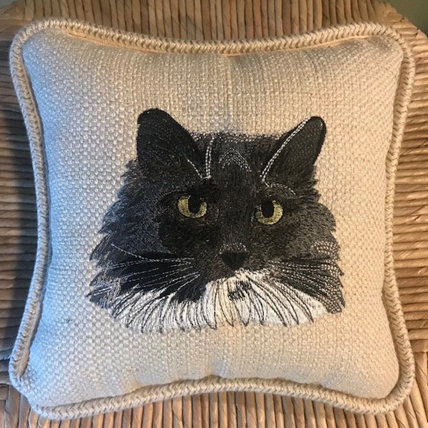 Made to Order Mini Pillow, Embroidered Pet Portrait Pillow 8 inches