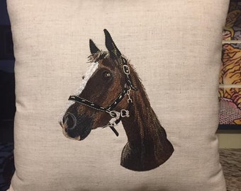 MADE to ORDER Custom Pet Portrait Embroidered Pillow