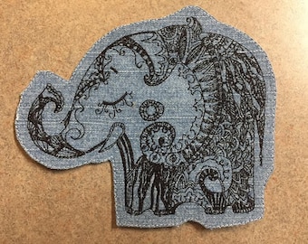 Iron on Patch Elephant on Denim