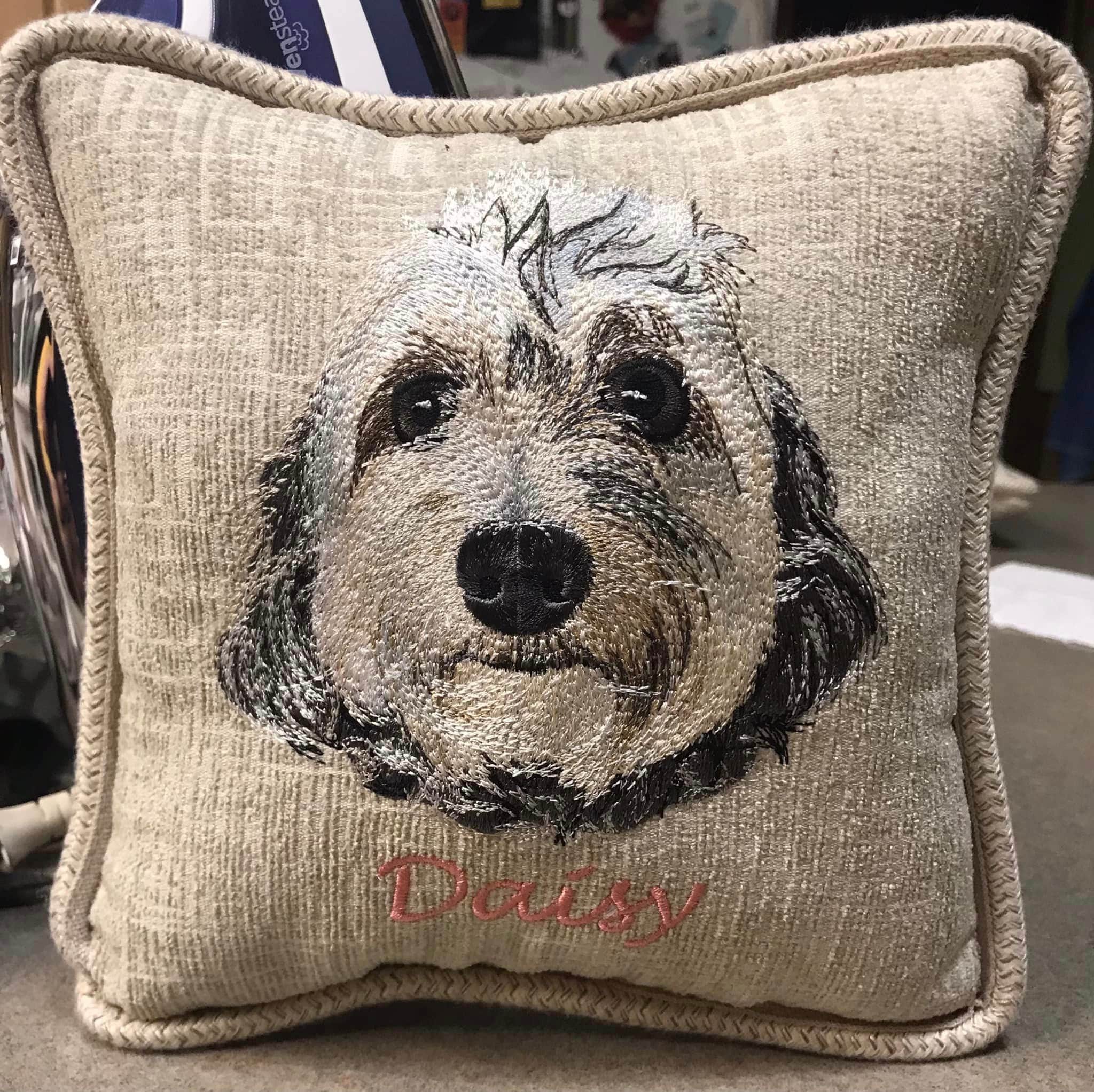 Embroidered Dog Pillow