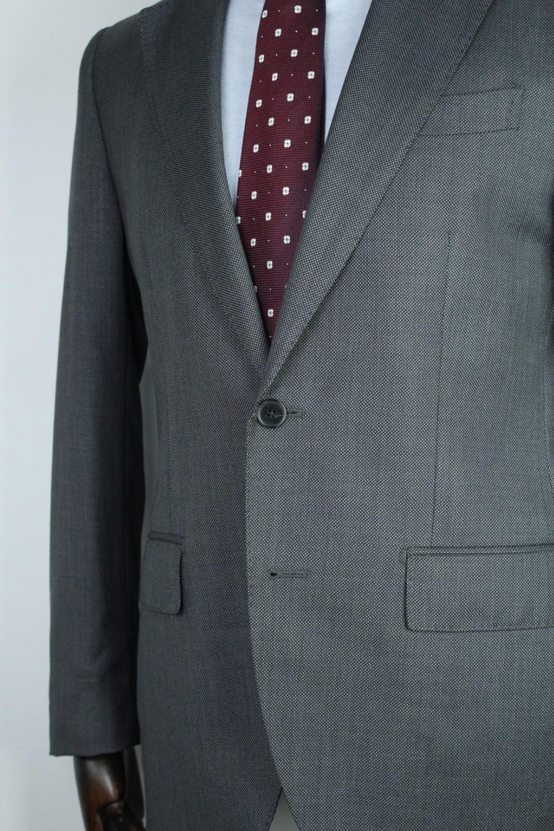 Boggi Milano gray birdeyes 120's pure wool modern suit 48it 38us/uk 34x31 image 7