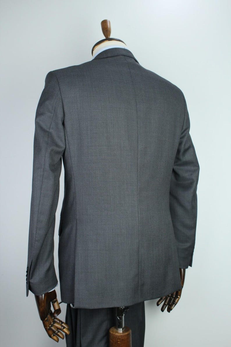 Boggi Milano gray birdeyes 120's pure wool modern suit 48it 38us/uk 34x31 image 12