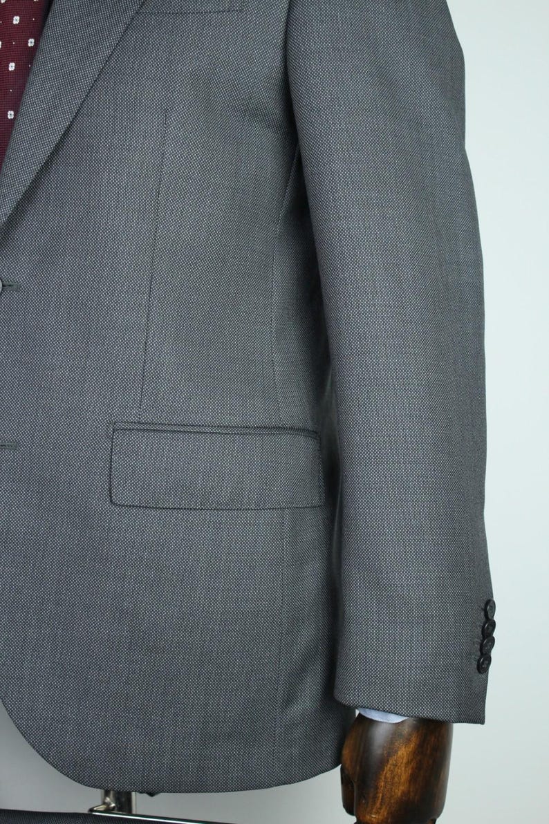 Boggi Milano gray birdeyes 120's pure wool modern suit 48it 38us/uk 34x31 image 6