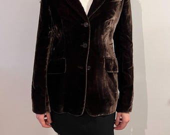 Kiton Damenblazer aus schokoladenbraunem Velours, Größe 42 (IT) / 6 (US), S-M