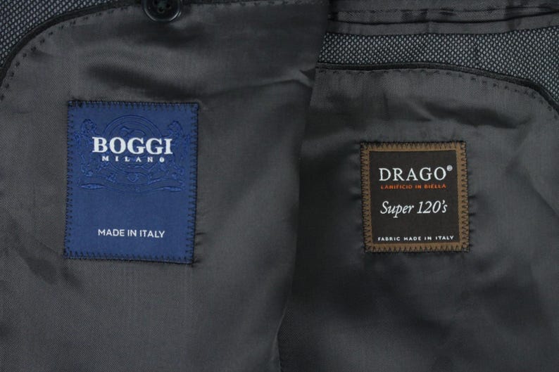 Boggi Milano gray birdeyes 120's pure wool modern suit 48it 38us/uk 34x31 image 17