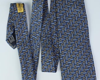 Men's GUCCI blue loop pattern pure silk tie 3 1/2" - 59"