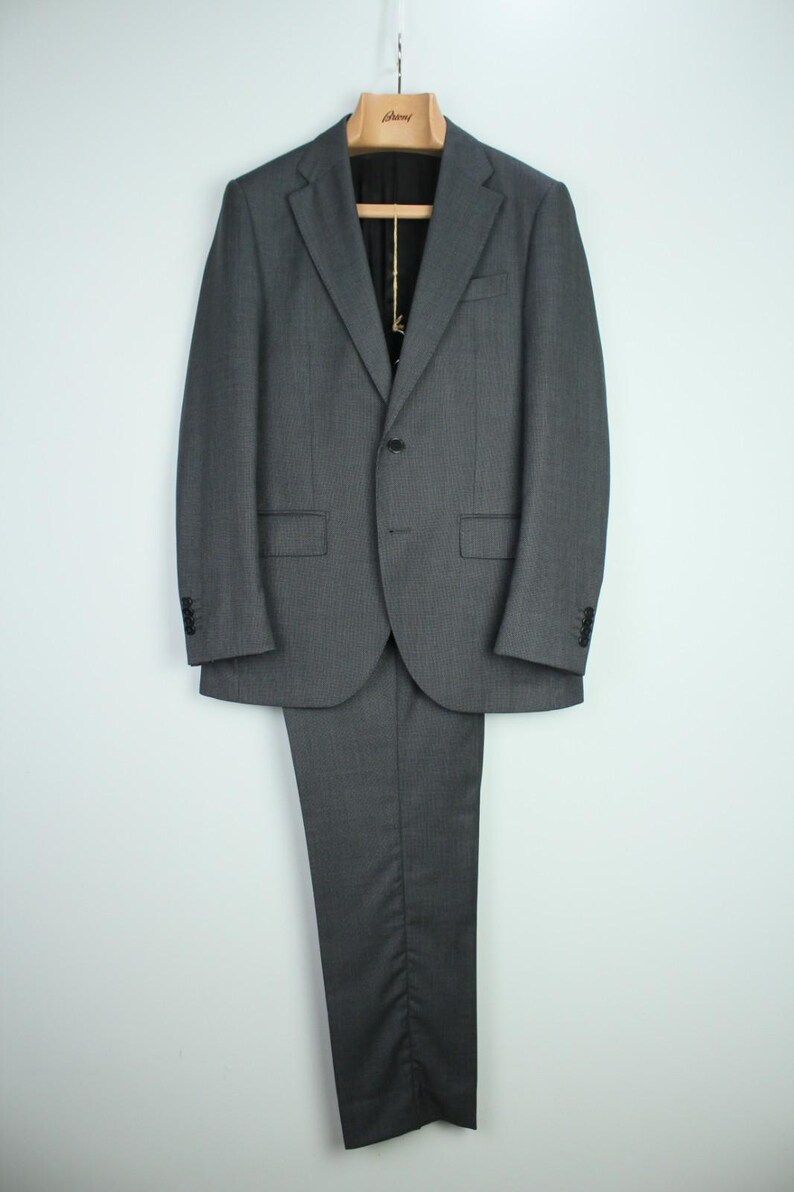 Boggi Milano gray birdeyes 120's pure wool modern suit 48it 38us/uk 34x31 image 3