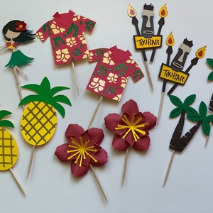 Luau theme Cupcake/ Dessert Toppers