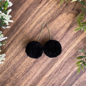 Black Pom Pom Earrings