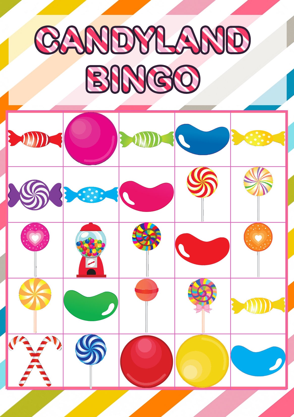 Candyland Bingo Cards Printable 30 Cards Candyland | Etsy