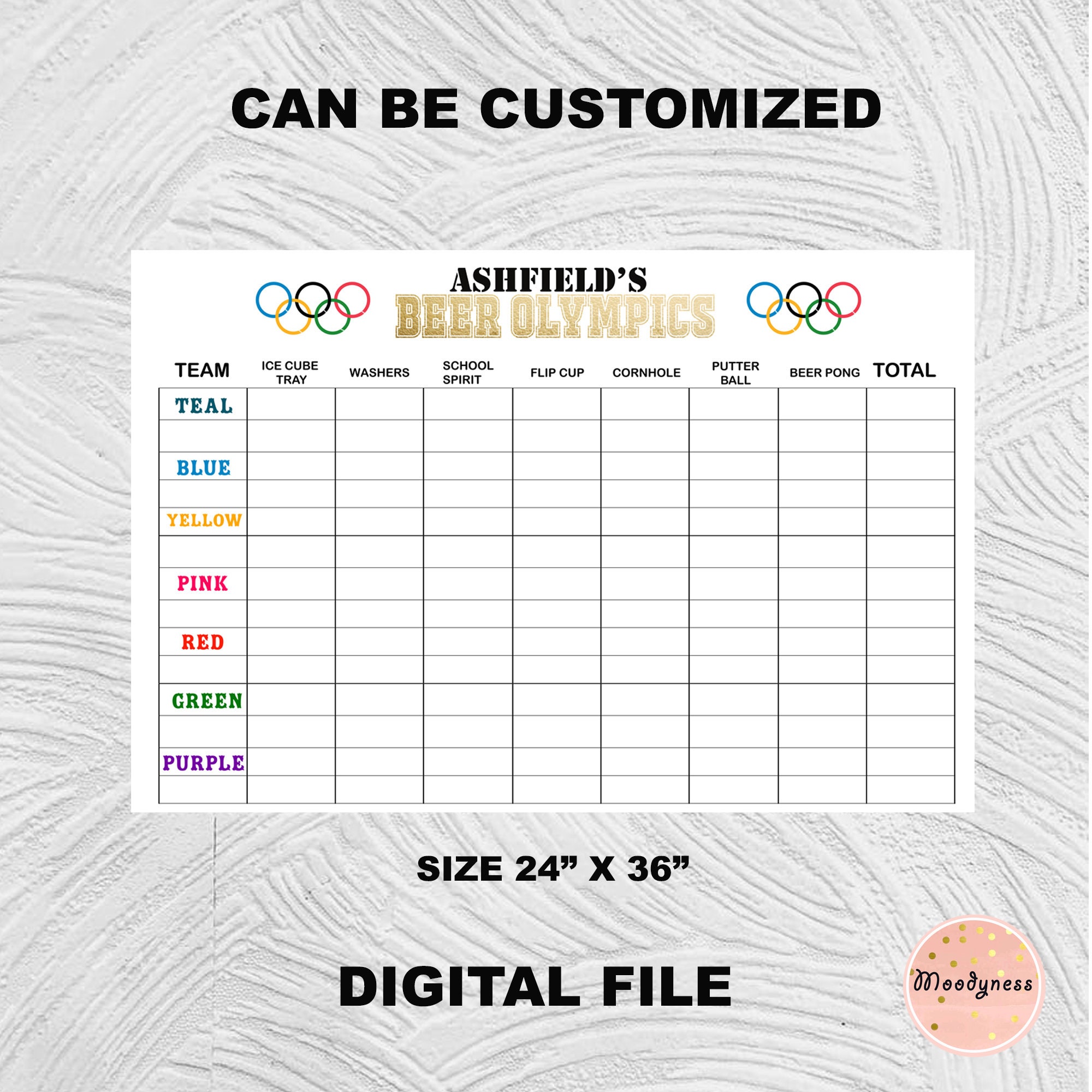 Beer Olympic Scorecard Printable Personalized Beer Olympics Etsy
