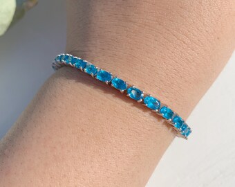Bright Blue Apatite Tennis Bracelet