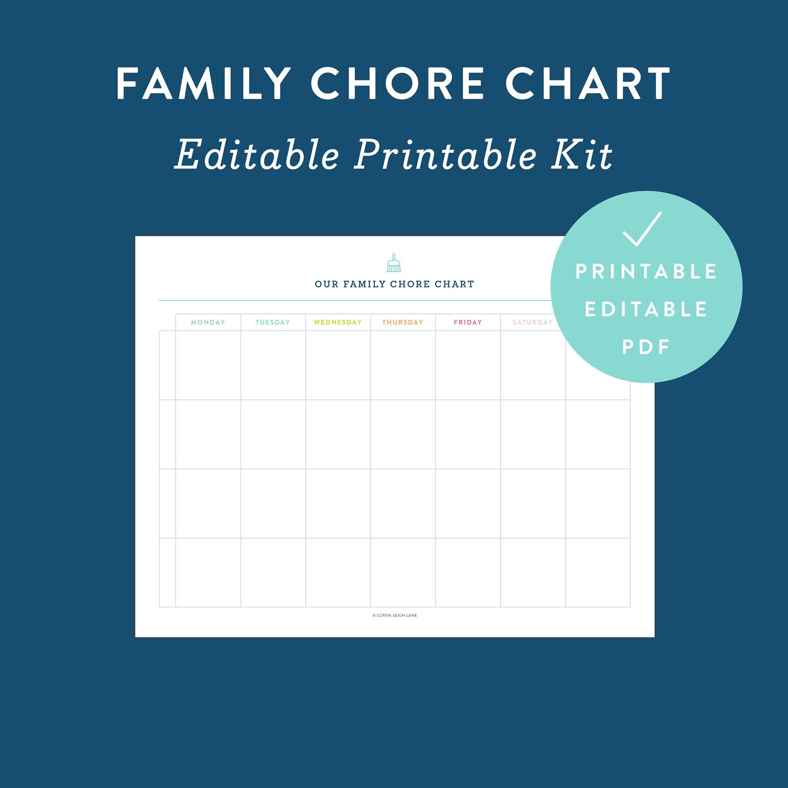 Printable Family Chore Chart Kit Printable & Editable Chore Chart ...