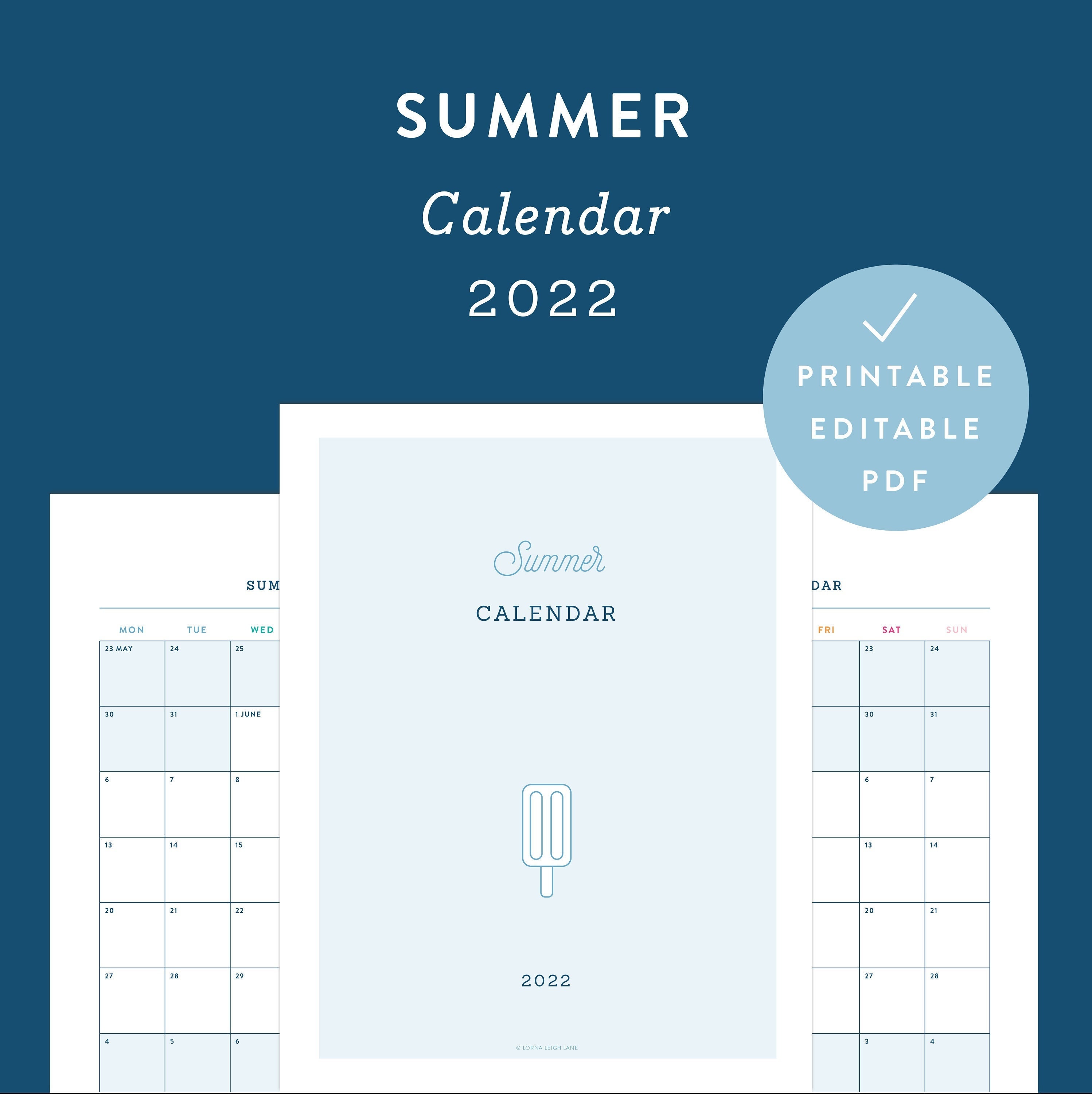 printable summer calendar 2022 summer schedule for kids etsy