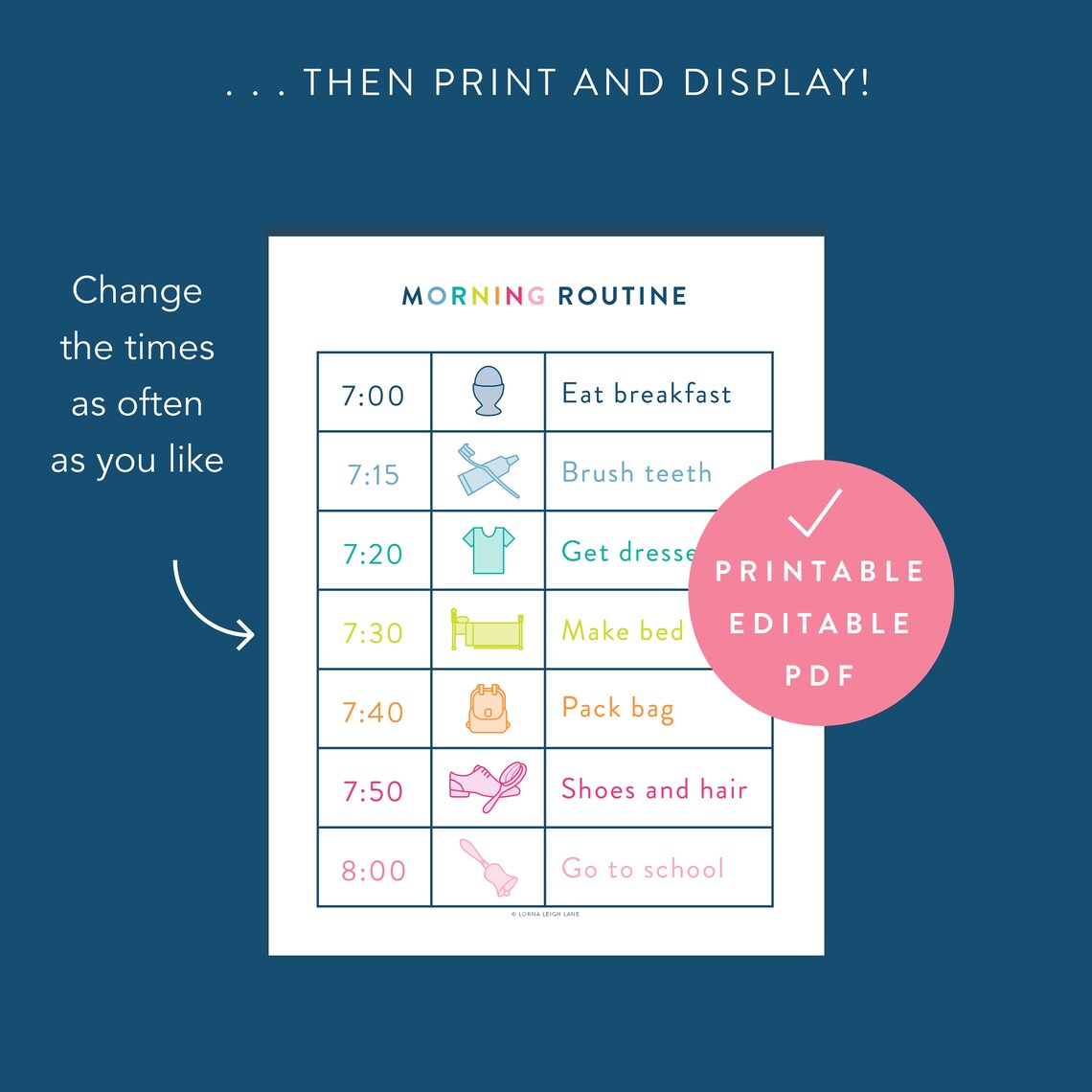 Morning Routine Chart for Kids Kids Routine Printable | Etsy