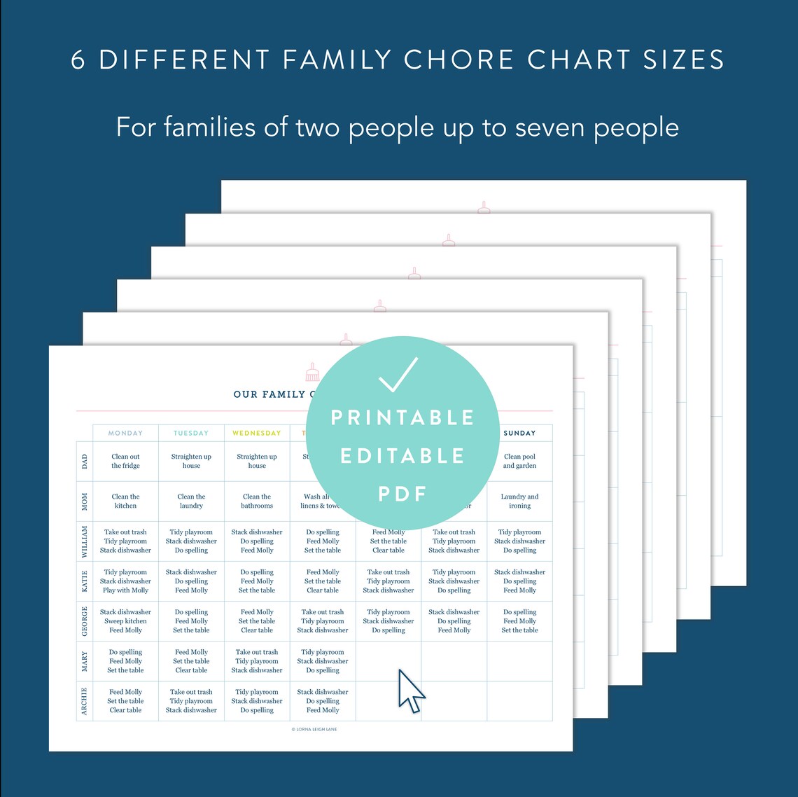 Printable Family Chore Chart Kit Printable &amp; Editable Chore Chart ...