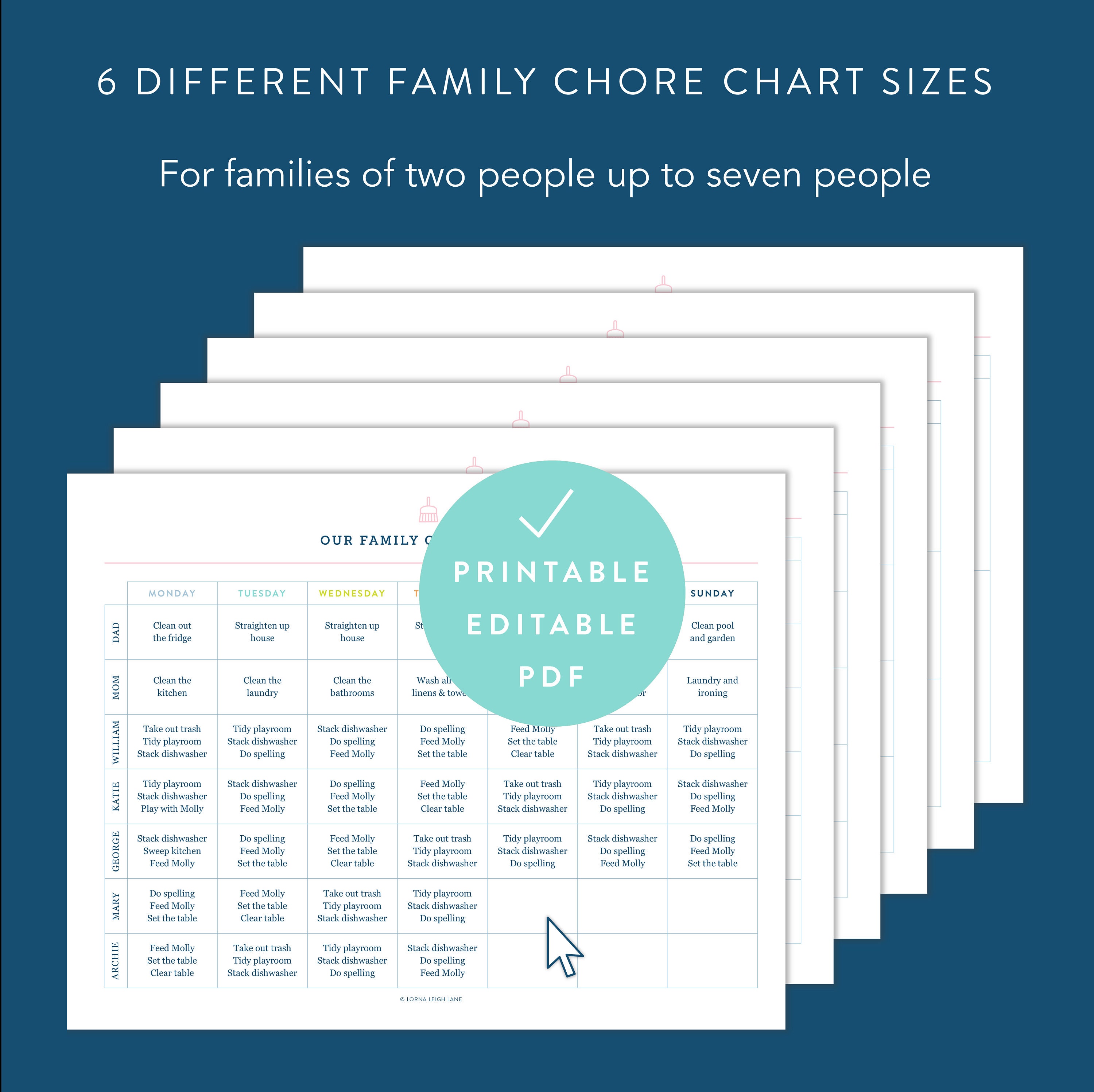 Printable Family Chore Chart Kit Printable &amp; Editable Chore Chart ...