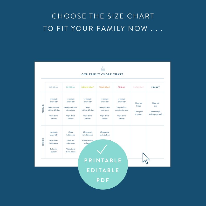 Printable Family Chore Chart Kit Printable & Editable Chore Chart ...