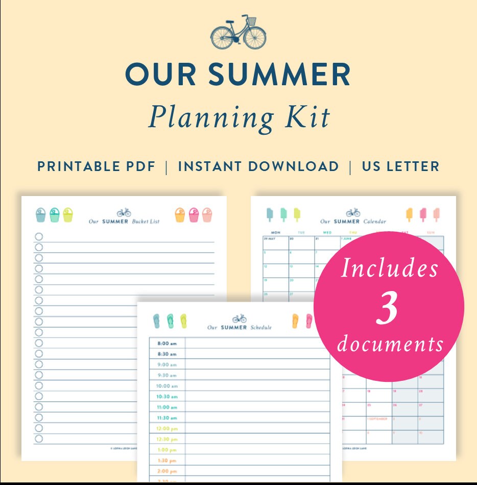 summer vacation planning kit printable digital pdf file