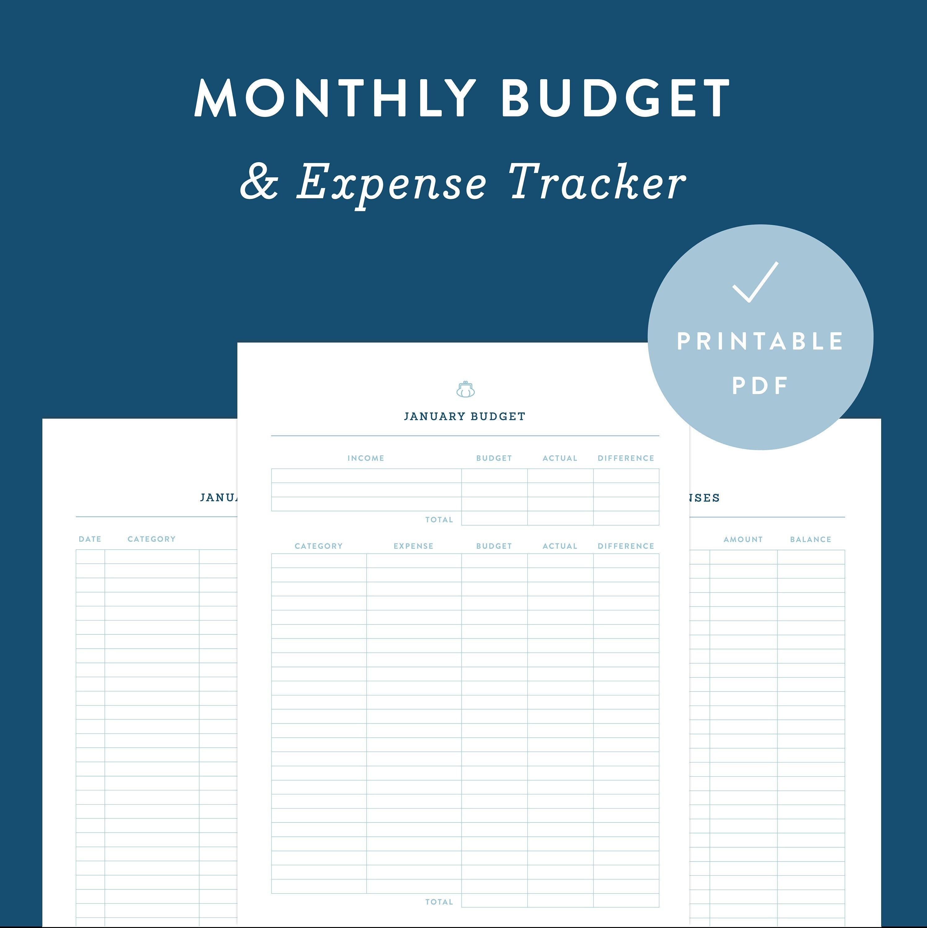 Printable Monthly Budget & Expenses Tracker Monthly Budget Template Printable Monthly Expenses
