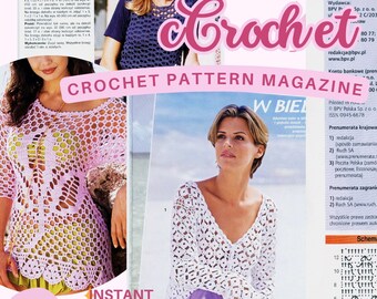 Crochet Patterns: Diagrams and Photos from Vintage Magazines RUSSIAN LANGUAGE  Crochet blouse Crochet top crochet t-shirt  vest irish lace