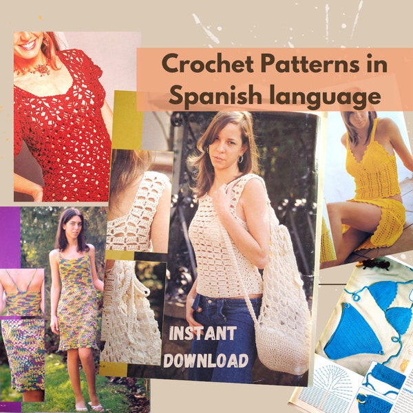 Crochet Patterns: Diagrams and Photos from Vintage Magazine Spanish Language Revista de ganchillo