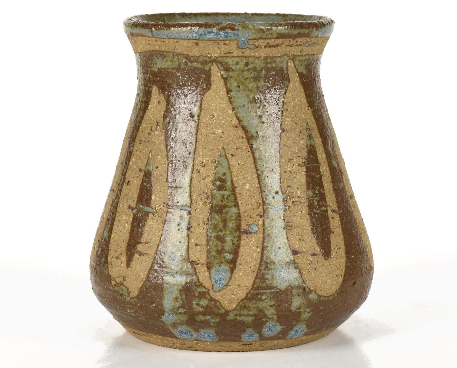 Vintage Norfolk Island Pottery 3 1/2h Vase With an Abstract Design