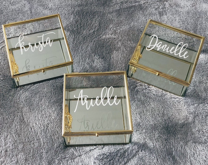 Personalized Glass Jewelry Box Bridesmaid Proposal Gift Box Etsy