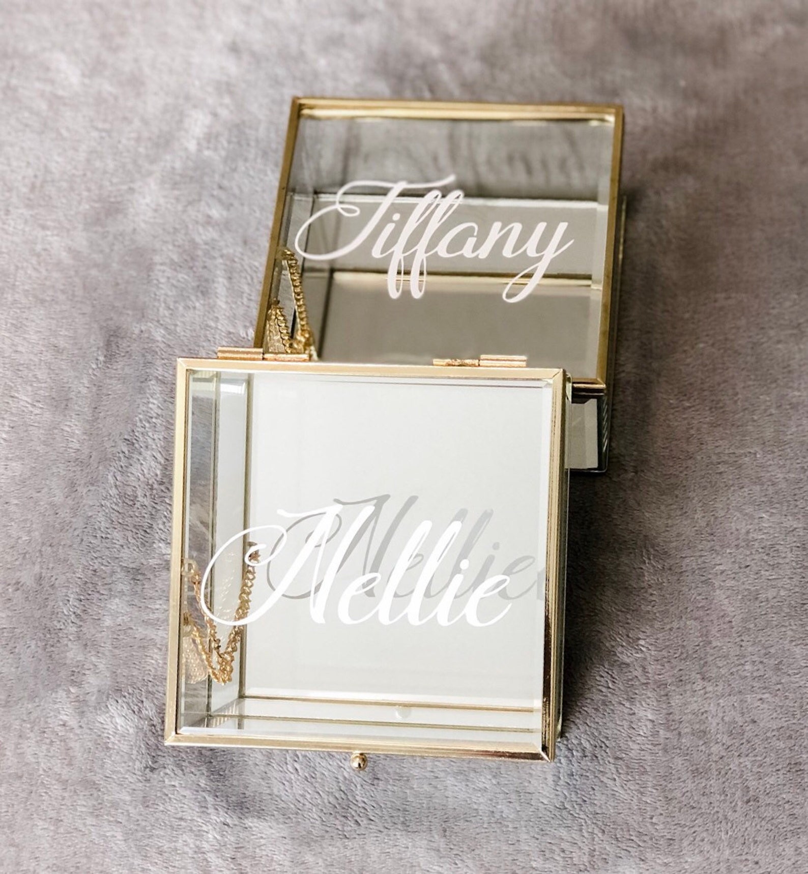 Personalized Glass Jewelry Box Bridesmaid Proposal Gift Box Etsy