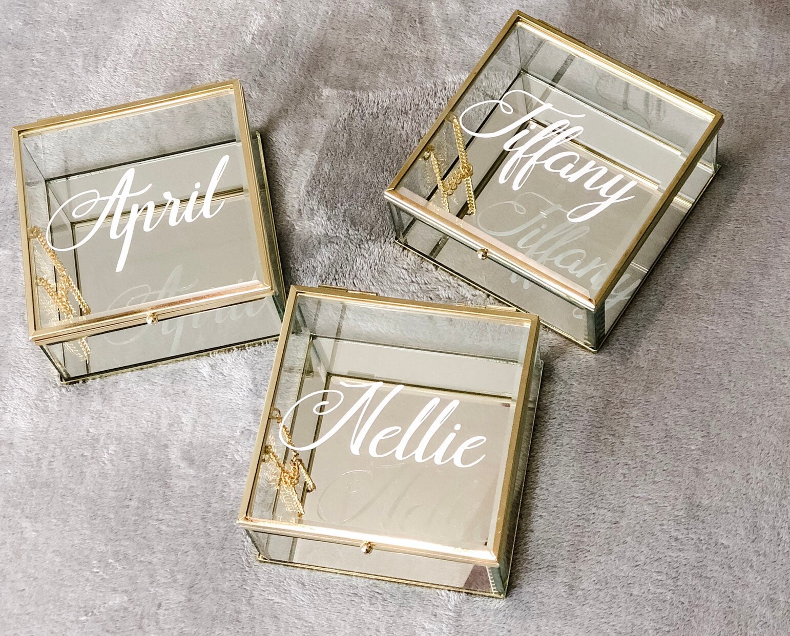Personalized Glass Jewelry Box Bridesmaid Proposal Gift Box Etsy