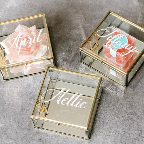 Personalized Monogram Glass Jewelry Box Custom Monogram Etsy