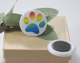 Furry Rainbow Paw Print Magnet - Pride Paw - Fridge Magnet - Furry Magnets