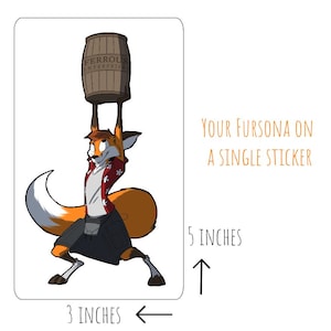 Custom Fursona Sticker 3 inches x 5 inches