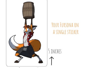 Autocollant Fursona personnalisé 3 pouces x 5 pouces