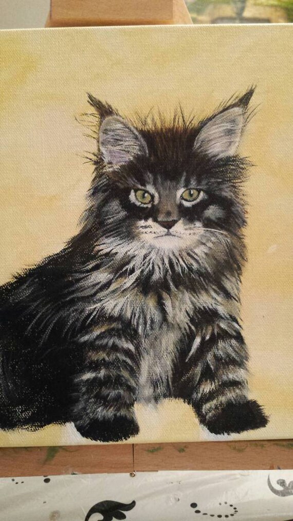 Maine Coon Cat Painting Etsy