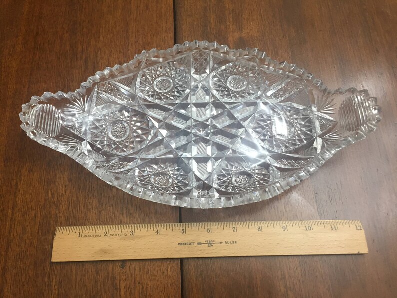 Circa 1890 Large 14 Hand Cut Lead Crystal Relish Tray Etsy