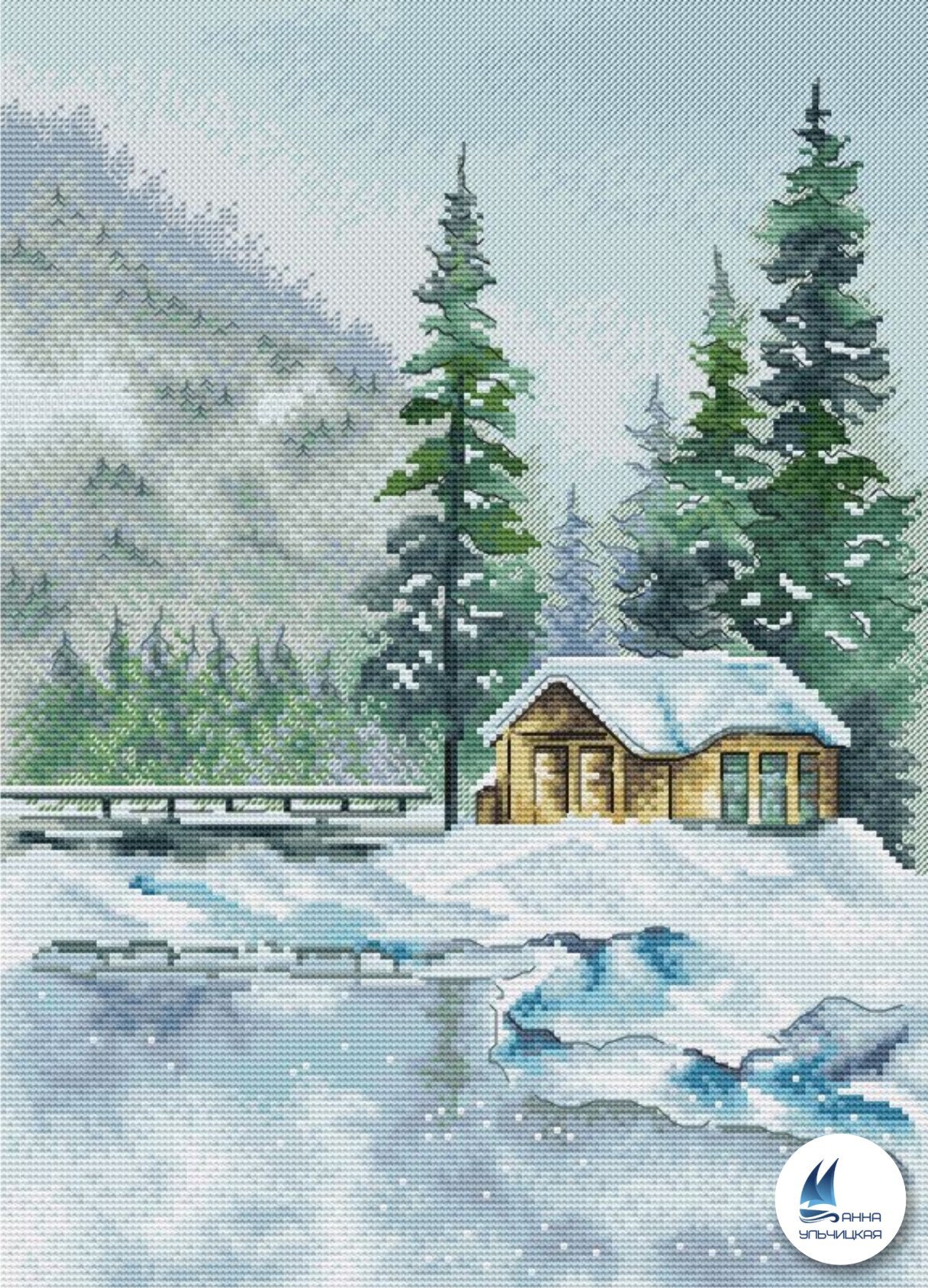 Cross stitch pattern The lake house. Digital PDFfile. Etsy