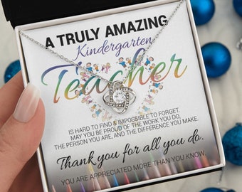 Teacher Gifts, Teacher Appreciation Gifts, Teacher Necklace, Teacher Necklace Gift with Card, Kindergarten Teacher Gift, Gift for Teacher