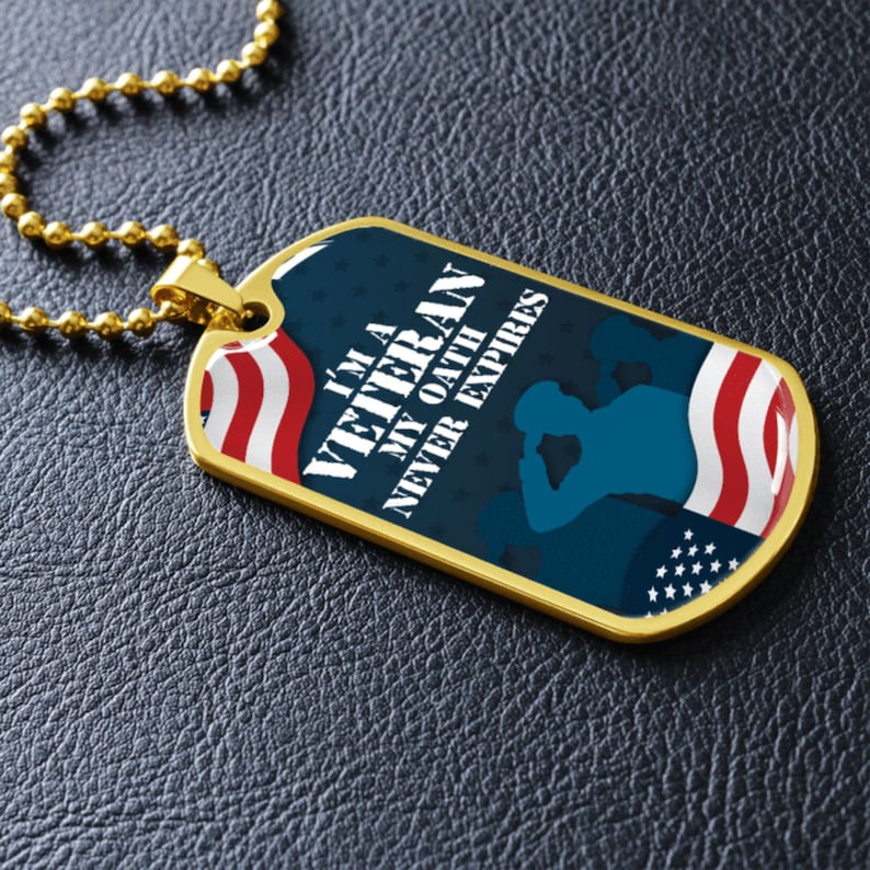 Engravable Dog Tag Necklace, Soldier Gift, Gift for Veteran, Veterans Day Gift, Military Gift